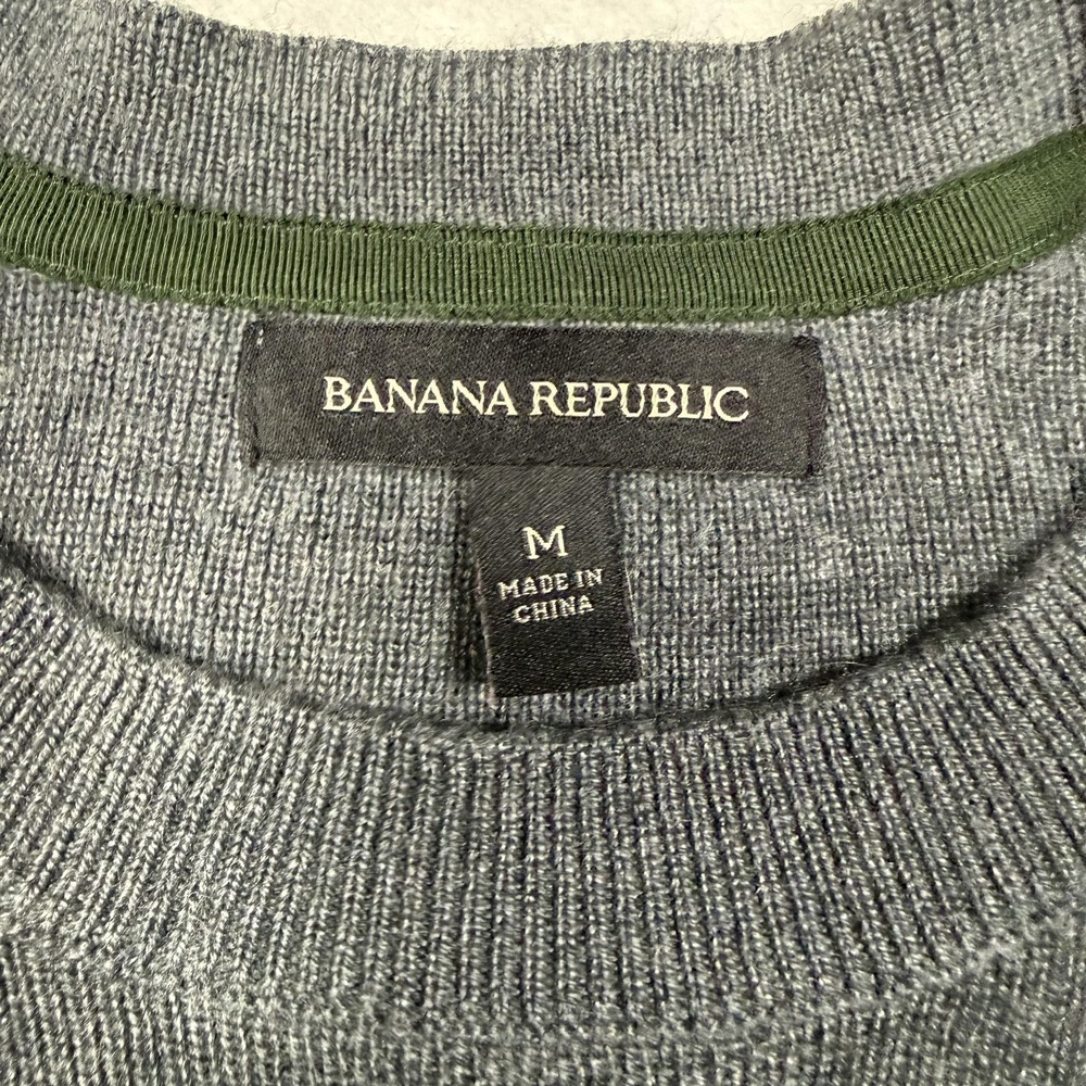 Banana Republic Sweater Mens Medium Gray Merino Wool Crewneck Pullover‎ Knit - Picture 3 of 9